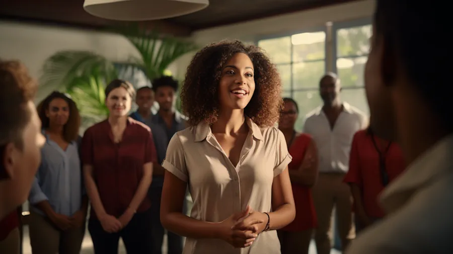 Une membre de l'équipe s'exprime pendant un stand-up meeting